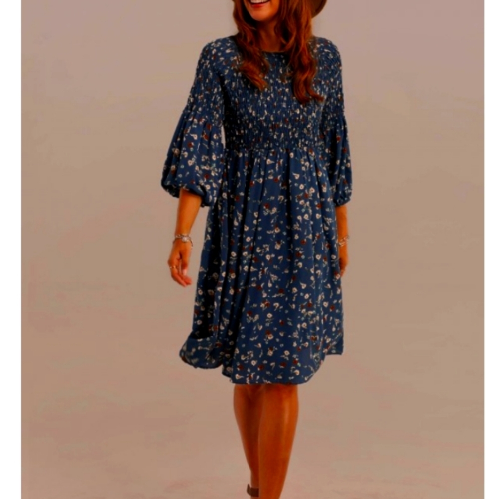 Dress, floral-print georgette midi dress